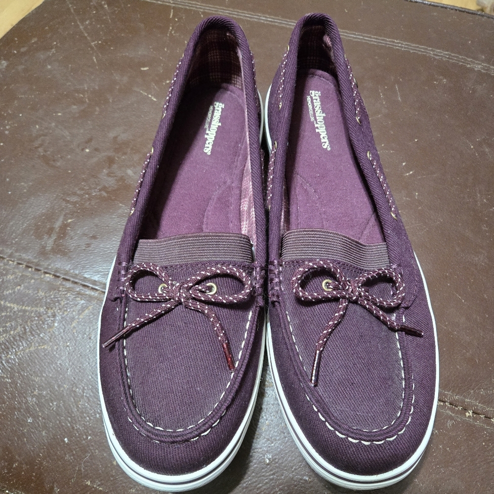 Grasshoppers Women's Plum Canvas Loafers 8.5 Boat Shoe Casual Slip-Ons Comfort